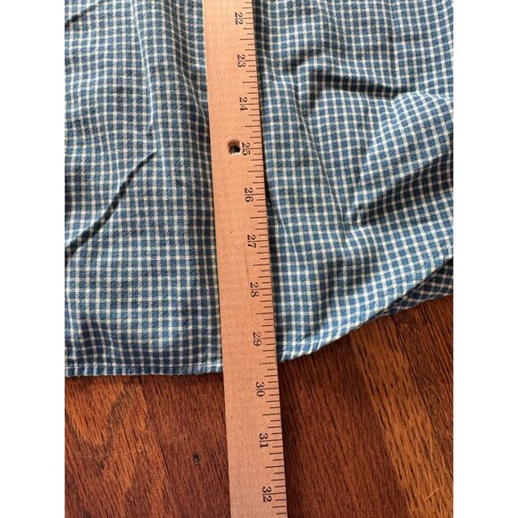 Abercrombie & Fitch Mens Shirt M Green Blue Gingham Button-Down Flaws - Picture 8 of 9